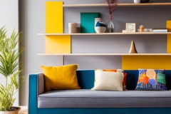 Default_A_wooden_shelf_with_bold_colors_in_a_modern_and_stylis_1