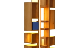 DreamShaper_v5_shelf_wood_with_led_strips_4_row_2_columns_0