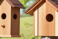 DreamShaper_v5_wood_bird_house_with_different_wood_with_bird_3
