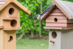 Leonardo_Creative_wood_bird_house_with_different_wood_with_bir_0