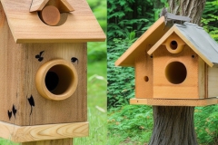 Leonardo_Select_wood_bird_house_with_different_wood_with_bird_0